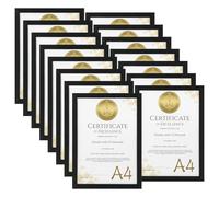 HORLIMER Cadre A4 Lot de 15, Cadre Photo A4 en MDF avec Grain de Bois de Couleur Noir pour portrait de famille, souvenirs de voyage, œuvre d'art