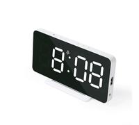 Horloge à affichage miroir LED sophistiquée conçue pour la chronométrage et l'esthétique (blanc)