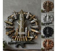 Horloge à balles d'arme à feu à impression plate 2D personnalisée pour chambre à coucher, salon, club, cuisine, Man Cave, nom personnalisé, équipement de chasse, horloge sur le thème des balles, art