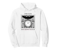 Horloge à Corbeau Time Flies Dark Vintage Gothic Crow Lover Lover Sweat à Capuche