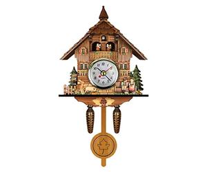 Horloge à Coucou Antique en Bois - Nichoir Mural Suspendu Avec Auto Swing Bell Pendule - Décor à la Maison