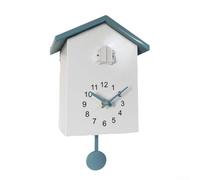 Horloge à coucou avec voix d'appel - Décoration murale - Horloge coucou avec pendule oscillant - Appel horaire d'oiseau alimenté par piles (blanc + gris)