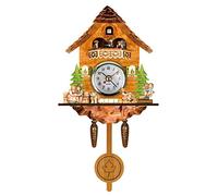 Horloge à Coucou en Bois Antique, Pendule à Cloche à Balançoire Automatique, Décoration de Style Européen du Nord-Ouest pour la Maison (CM002)