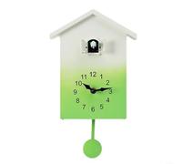 Horloge à coucou murale avec battement horaire, volume réglable, pendule oscillant au design de maison de contes de fées, en ABS, horloge murale décorative en vert, pour salon (vert)