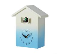 Horloge à coucou murale avec battement horaire, volume réglable, pendule oscillant au design de maison de contes de fées, en ABS, horloge murale décorative en vert, pour salon (bleu)