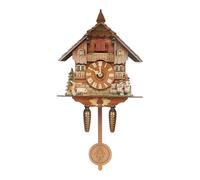 Horloge à coucou sculptée en bois véritable - Horloge murale décorative avec pendule - 25 x 10 x 50 cm - Pour salon, couloir