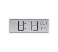 Horloge à écran LCD avec affichage de l'heure, de la date, de l'humidité et de la température, à suspendre au mur ou à utiliser au bureau (blanc)
