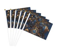 Horloge à engrenages en bronze avec drapeau à main - Drapeaux polyvalents - Pour fête, défilé, célébration, vacances, mariage, décoration d'intérieur