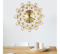 Horloge à fleurs de style européen Art du fer Fonctionne sur piles Sourdine Facile à lire Home Office ��Gold���