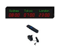 Horloge à fuseaux horaires, grande horloge mondiale numérique à LED, horloge mondiale multi-fuseaux horaires, pour hôtels, usines, centres commerciaux et sites de compétition, 2-rouge et vert-3 vill