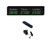 Horloge à fuseaux horaires,grande horloge mondiale numérique à LED,horloge mondiale multi-fuseaux horaires,2 modes de réglage, pour hôtels, usines et sites de compétition,2-green&white-3City