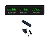 Horloge à fuseaux horaires,grande horloge mondiale numérique à LED,horloge mondiale multi-fuseaux horaires,2 modes de réglage, pour hôtels, usines et sites de compétition,1-green&white-3City
