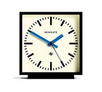 NEWGATE® Horloge de Bureau Amp | Design carré de Gare | Boîtier Noir avec Aiguilles Bleues | Style Moderne pour Bureau, Table, cheminée, étagère ou Table de Chevet