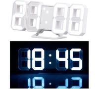 Horloge à LED - LUNARTEC - 21 cm - Luminosité variable - Fonction réveil - Blanc