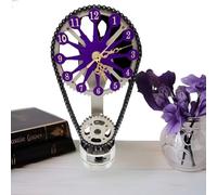 Horloge à pendule à engrenages rotatifs vintage, sculpture personnelle de chaîne de synchronisation, décoration d'intérieur industrielle rétro (argenté)