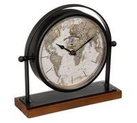 Atmosphera Horloge à poser Flavia – métal et bois – noir – H20 cm
