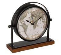 Atmosphera Horloge à poser Flavia – métal et bois – noir – H20 cm