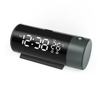 Horloge à projection pour chambre à coucher, horloge numérique avec projecteur à 180° au plafond avec variateur d'intensité à 4 niveaux, réveil avec date, température, veilleuse, horloge électronique