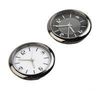 Horloge à quartz analogique miniature lumineuse pour grille d'aération de voiture et tableau de bord en métal pour intérieur de voiture et bureau (noir)