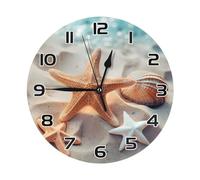 Horloge à Quartz,Étoile de mer Animal de Plage de l'océan,Décorative Horloge Murale Moderne Pendules Murales pour Bureau Chambre 25cm