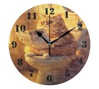 Horloge à Quartz,Journal de Toilette pour Chat,Grands Chiffres Horloge Murale Silencieuse sans Tic-Tac Horloges pour Salon Café 25cm