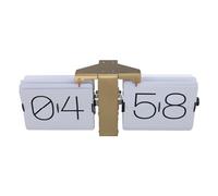 Horloge à Retournement Automatique, Acier Inoxydable Style Rétro 24 Heures Horloge Numérique Rabattable Facile à Lire Réglage du Bouton Horloge de Bureau (Cadre doré et Police PT