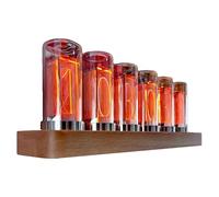 Horloge à Tube LED Nixie avec Base en Bois, réveil numérique électronique, Affichage de la Date, Compte à rebours, alimenté par USB Type-C, mémoire de Mise Hors Tension, Cadeau for Un ami
