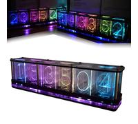 Horloge à Tube Lumineux avec Affichage à 6 Chiffres, réveil électronique LED Nixie avec synchronisation WiFi, Plusieurs Modes d'éclairage RVB, Ornement personnalisé pour veilleuse, Bar, Horloge