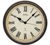 AMS F5977 Horloge Murale Radio-pilotée en Bois Vintage rétro Horloge Murale Chiffres Romains 46 x 46 cm