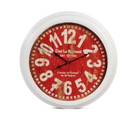 Horloge Ancienne Murale Chef Le Normand Métal Rouge-Bordeaux 58cm - Décoration d'Autrefois