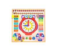Horloge Apprentissage Enfant - 11.81 Inches Horloge Hiboû Éducative | Montre Pédagogique Bois - 7 en 1 apprentissage du temps pour Enfantş 3 ans et plus développement habitudes et notions temporelles