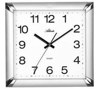 Atlanta 4457/19 Horloge murale quartz analogique argentée carrée silencieuse sans tic-tac