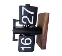 Horloge automatique à retournement, système de 12 heures, base antidérapante, grand écran numérique pour chambre à coucher, bureau, étagère, décoration moderne en bois