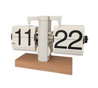 Horloge automatique à retournement, système de 12 heures, base antidérapante, grand écran numérique pour chambre à coucher, bureau, étagère, décoration moderne en bois