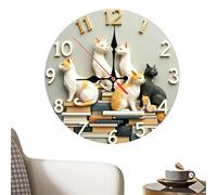 Horloge avec chat vintage décorative et pratique, très silencieuse et sans aucun mur, pour chambre, cuisine, salon, classe, maison et ferme