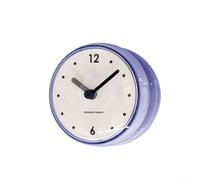 Horloge avec mouvement silencieux et base ventouse pour salle de bain ou cuisine - Design antibuée - Taille compacte (bleu)