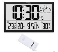 Horloge avec station météo - GreenBlue - GB218 - Capteur extérieur sans fil - Alarme avec snooze - DCF