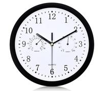 Horloge avec température et humidité 10 analogiques Ronds Non tic-tacre Horloge de Mur de Batterie ABS ABS CAMIAL PVC Alarme PRÉCIS pour