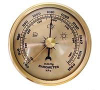 Horloge baromètre en métal de 70 mm, station météo analogique doré/argenté avec manomètre d'air, design mécanique sans piles pour décoration de maison/bureau, facile à monter au mur ou au bureau (doré