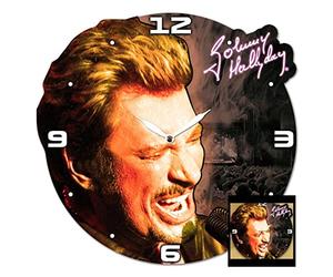 Horloge bois Johnny Hallyday black 35x34 cm