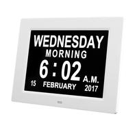 Horloge Calendrier, Auto Dimming pour Les Personnes Âgées / Alzheimer et les enfants, Blanc