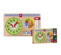 Jeu d'apprentissage - GOULA - 51318 - Horloge calendrier français - Bois massif