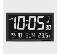 Horloge calendrier murale - Radio-pilotée - Noir - Température - Humidité - Alarme