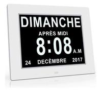 Horloge calendrier-pour personnes âgées/Alzheimer et enfants-blanc-gradation automatique