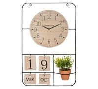 Atmosphera - Horloge Camille H52 cm - Calendrier - Naturel et noir