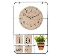 Atmosphera - Horloge Camille H52 cm - Calendrier - Naturel et noir