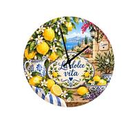 Horloge Cbkréation en verre 29 cm - Décor citron Provence La dolce vita