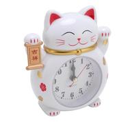 Horloge Chat Porte-bonheur, Design Mignon en Forme de Chat de Dessin animé, Grand écran, Réveil Chat Porte-bonheur pour la Maison (YF2025B)