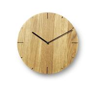 Horloge Chêne huilé bois Solide - Natuhr bois massif, mouvement silencieux Junghans, simple et droît, moderne, Made in Germany (aiguilles noire)