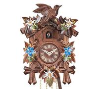 Horloge coucou à fleurs bleues et blanches 35 cm